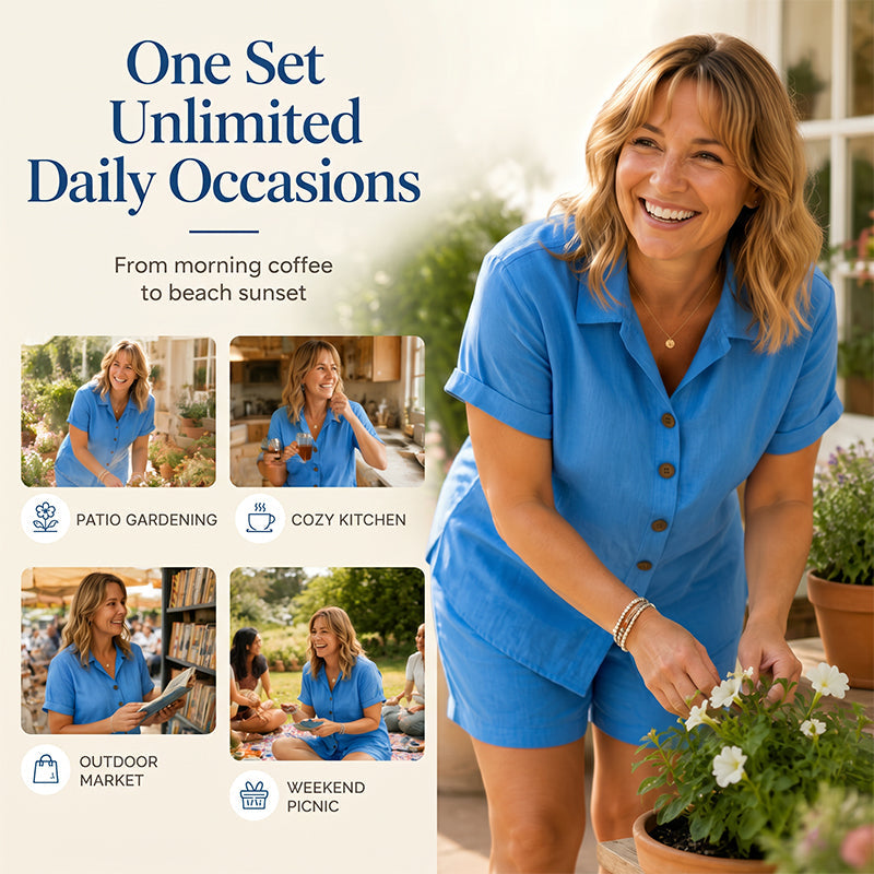 Women's Button-Down Shirt & Shorts 2-Piece Set