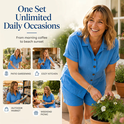 Women's Button-Down Shirt & Shorts 2-Piece Set
