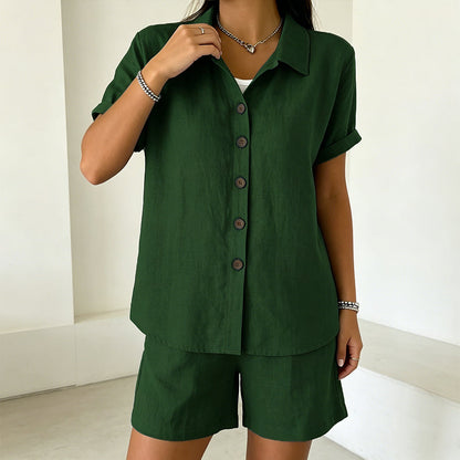 Women's Button-Down Shirt & Shorts 2-Piece Set