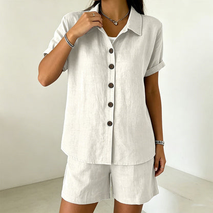 Women's Button-Down Shirt & Shorts 2-Piece Set