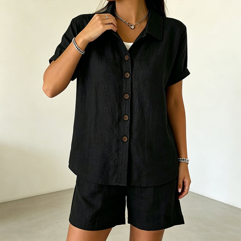 Women's Button-Down Shirt & Shorts 2-Piece Set