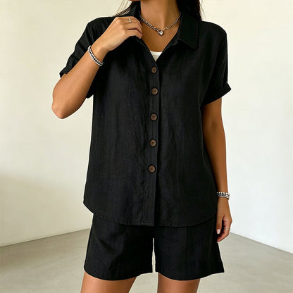Women's Button-Down Shirt & Shorts 2-Piece Set
