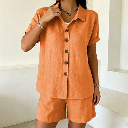 Women's Button-Down Shirt & Shorts 2-Piece Set