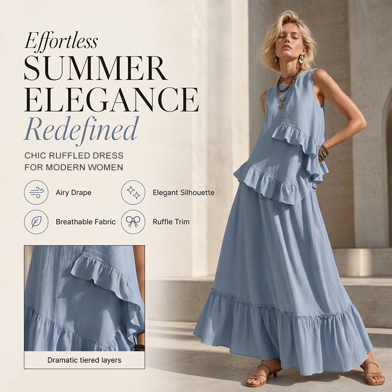 Women's Sleeveless Ruffle Maxi Dress