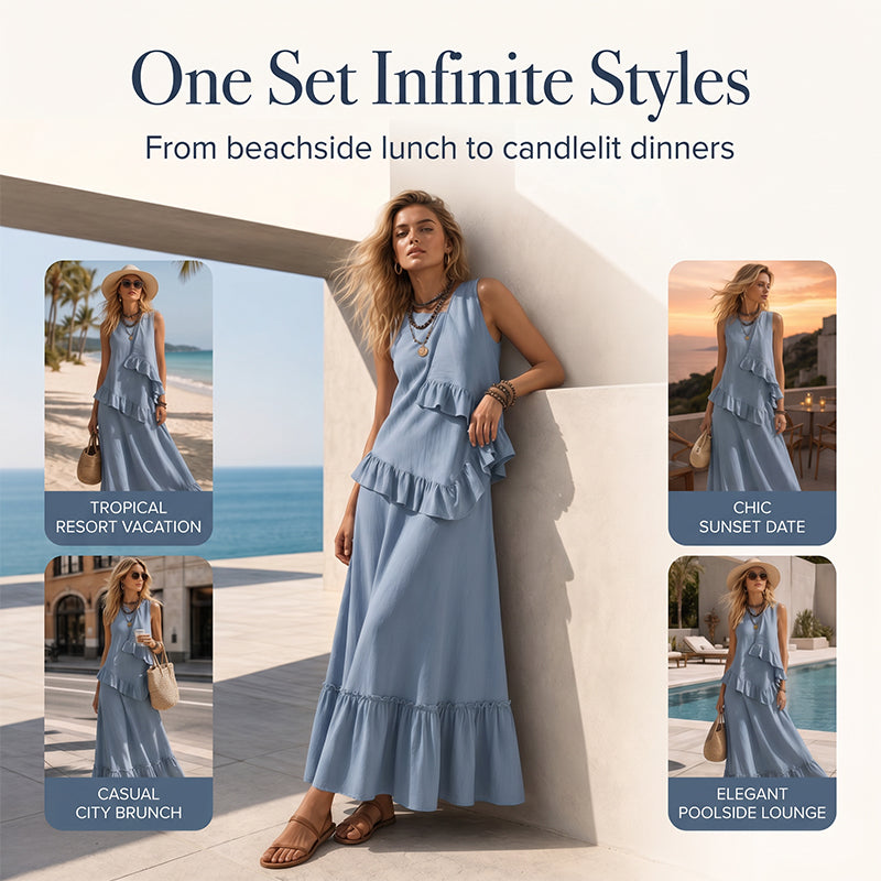 Women's Sleeveless Ruffle Maxi Dress
