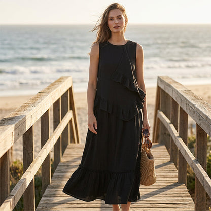 Women's Sleeveless Ruffle Maxi Dress