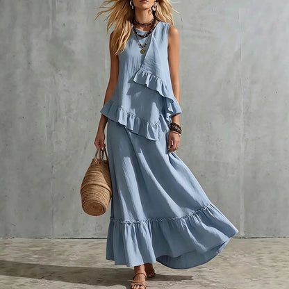 Women's Sleeveless Ruffle Maxi Dress