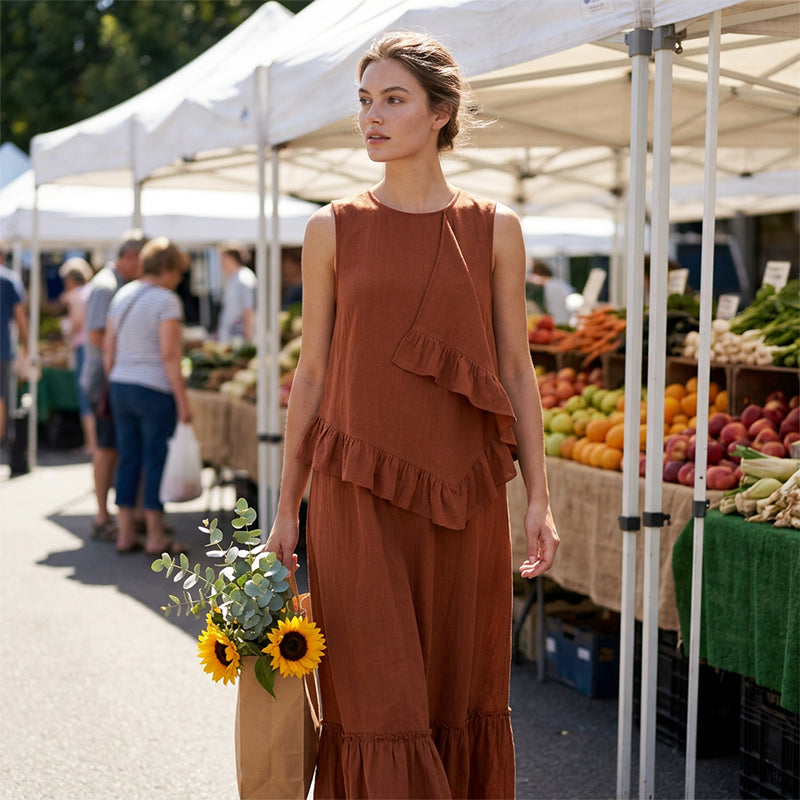 Women's Sleeveless Ruffle Maxi Dress