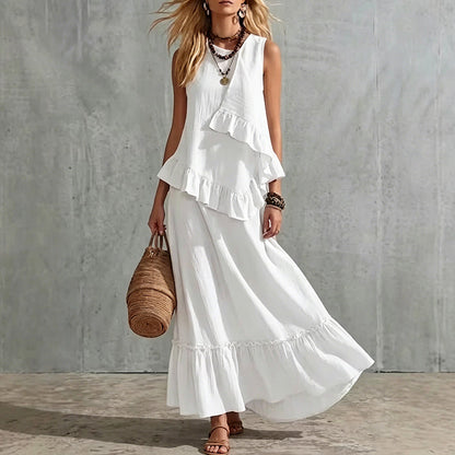 Women's Sleeveless Ruffle Maxi Dress