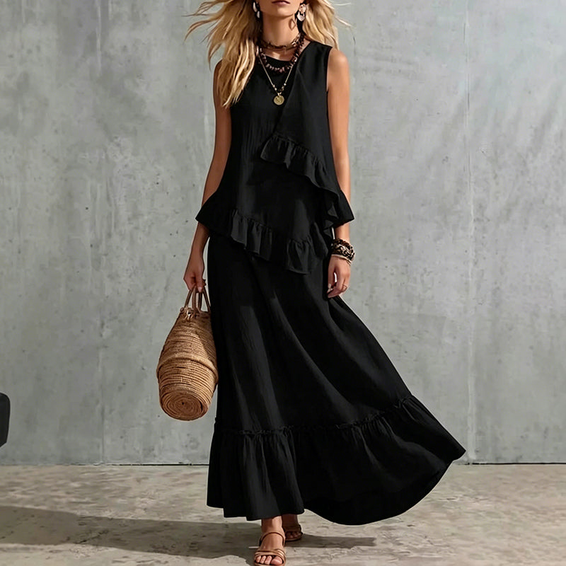 Women's Sleeveless Ruffle Maxi Dress