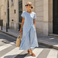 Women’s Summer Round Neck Elegant Solid Color Dress