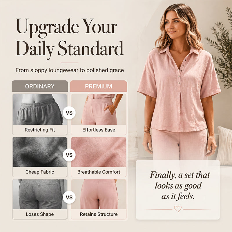 Women's Button-Up Top & Wide-Leg Pants Set