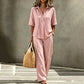 Women's Button-Up Top & Wide-Leg Pants Set
