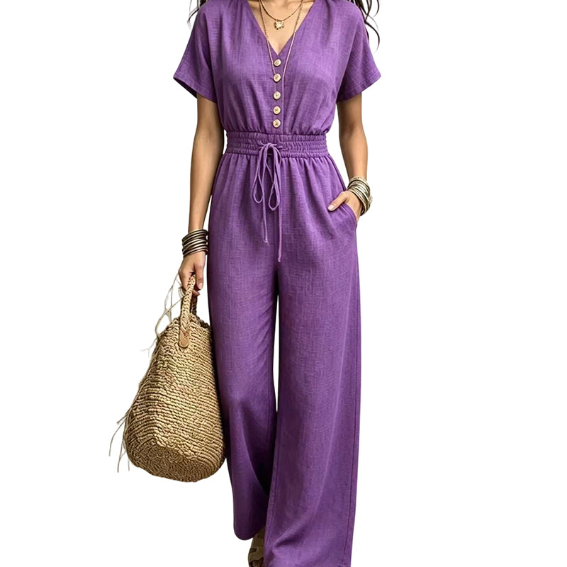 ⌛Limited-Time Offer-Women's Waist-Defining V-Neck Jumpsuit