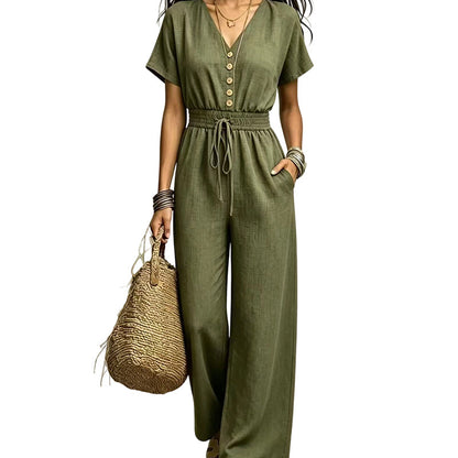 ⌛Limited-Time Offer-Women's Waist-Defining V-Neck Jumpsuit
