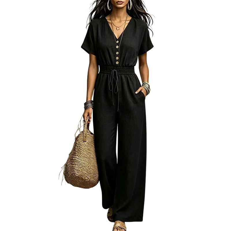 ⌛Limited-Time Offer-Women's Waist-Defining V-Neck Jumpsuit