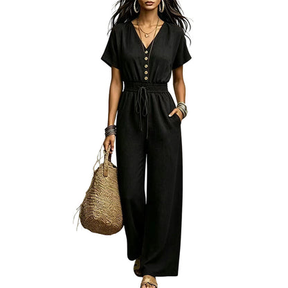 ⌛Limited-Time Offer-Women's Waist-Defining V-Neck Jumpsuit