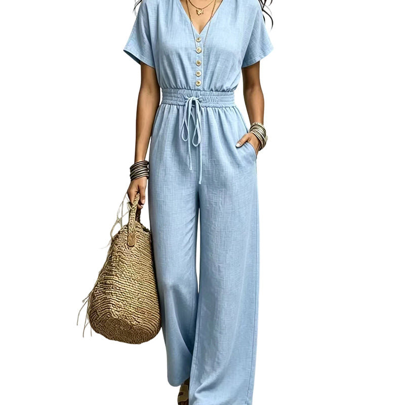 ⌛Limited-Time Offer-Women's Waist-Defining V-Neck Jumpsuit