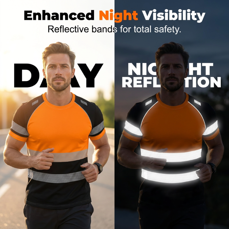 ⏰Summer Hot Sale 50% OFF!!👕Men’s Fluorescent Color Block Athletic Shirt Outdoor Safety Tee-High Visibility, Breathable, Running & Workout Shirt✨