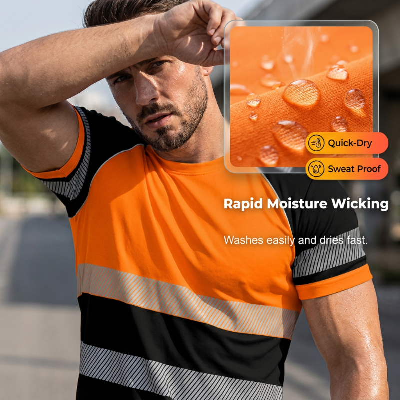 ⏰Summer Hot Sale 50% OFF!!👕Men’s Fluorescent Color Block Athletic Shirt Outdoor Safety Tee-High Visibility, Breathable, Running & Workout Shirt✨