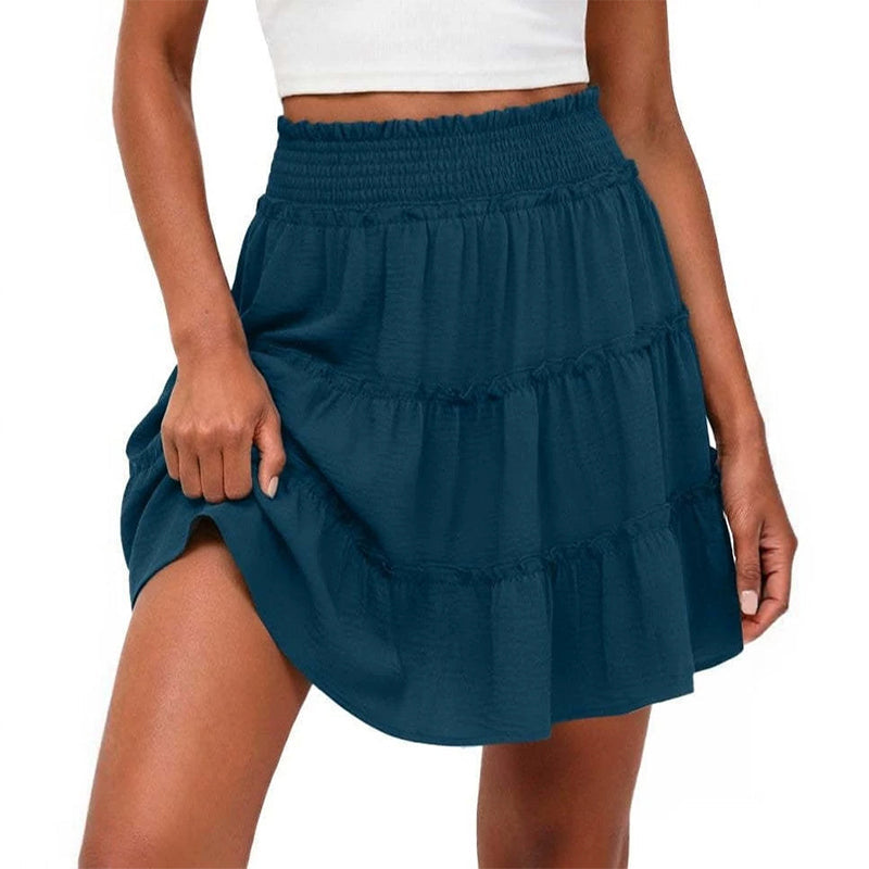 Women’s Elastic High Waist Tiered Ruffle Skort