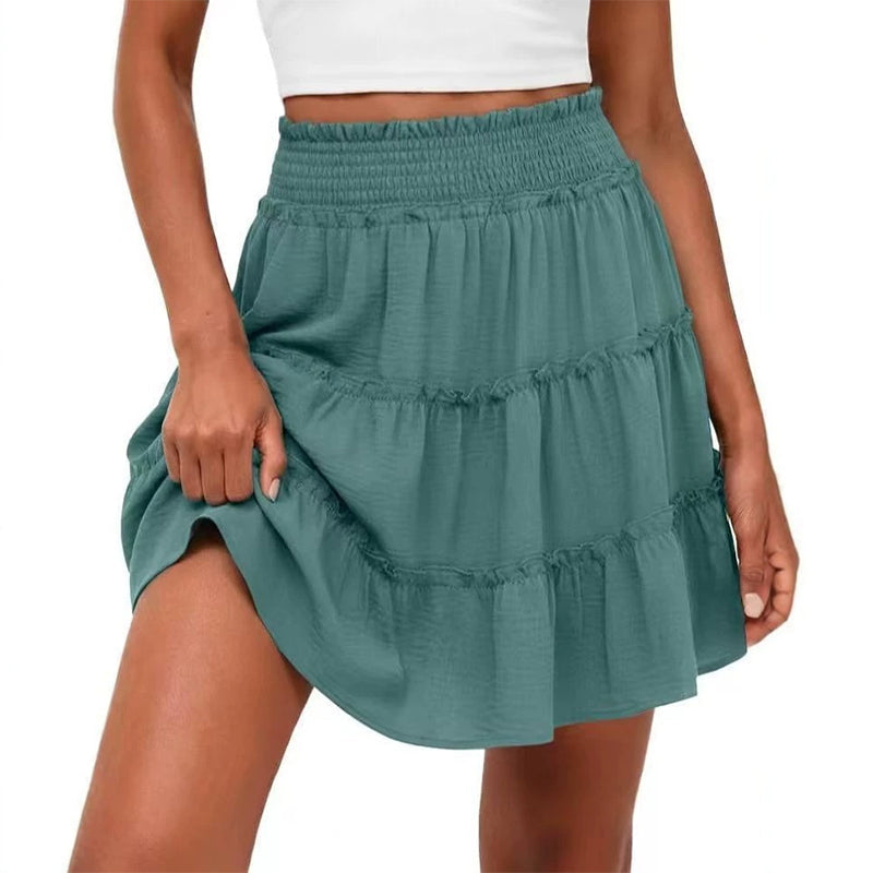 Women’s Elastic High Waist Tiered Ruffle Skort