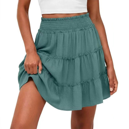 Women’s Elastic High Waist Tiered Ruffle Skort
