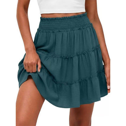 Women’s Elastic High Waist Tiered Ruffle Skort
