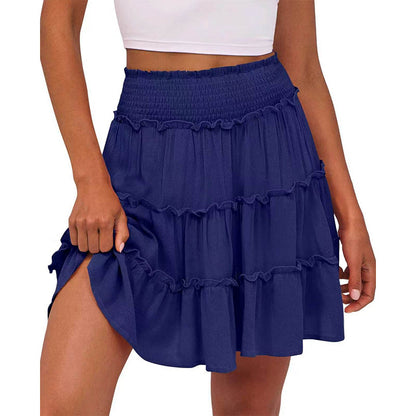 Women’s Elastic High Waist Tiered Ruffle Skort
