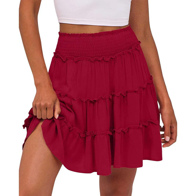 Women’s Elastic High Waist Tiered Ruffle Skort