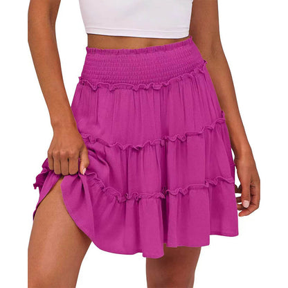Women’s Elastic High Waist Tiered Ruffle Skort