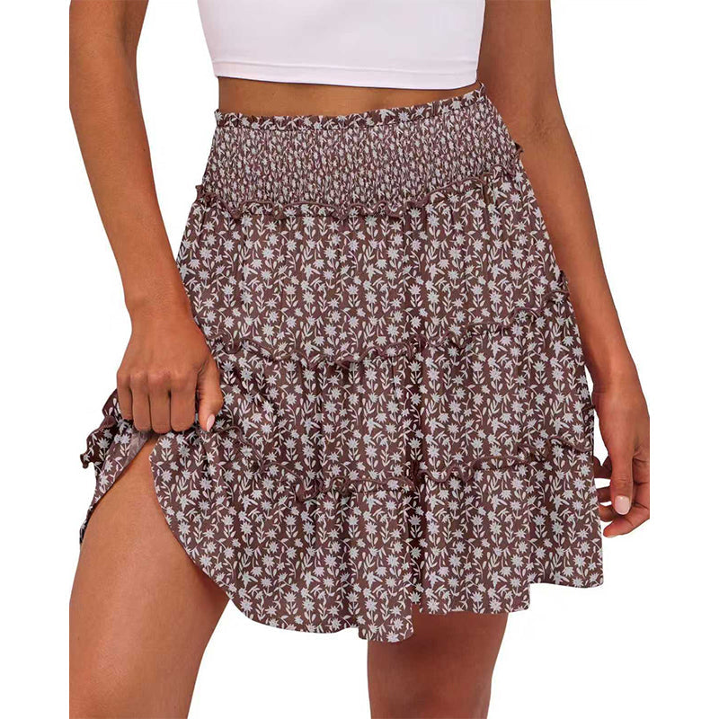 Women’s Elastic High Waist Tiered Ruffle Skort