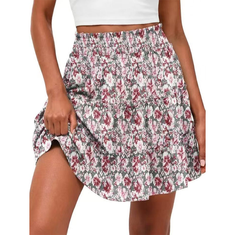 Women’s Elastic High Waist Tiered Ruffle Skort