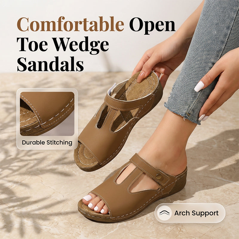 ⏰Last Day Special Price 49%OFF Wedge Slide Sandals – Breathable & Adjustable Fit, All-Day Comfort Elevated Slip On Summer Slides