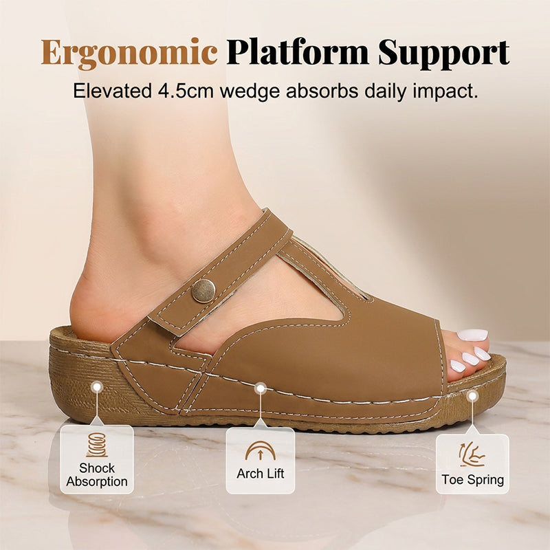 ⏰Last Day Special Price 49%OFF Wedge Slide Sandals – Breathable & Adjustable Fit, All-Day Comfort Elevated Slip On Summer Slides