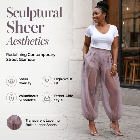 Women's Mesh Panel Lantern Pants