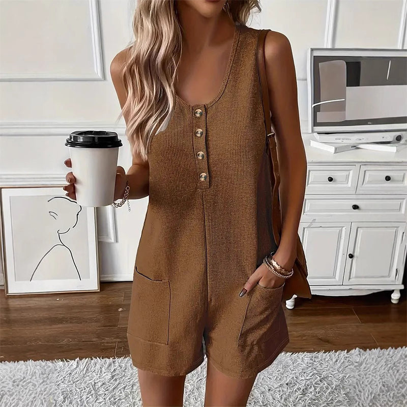 🎉 50% OFF! 👗 Viral Button-Front Romper – One-And-Done Summer ✨