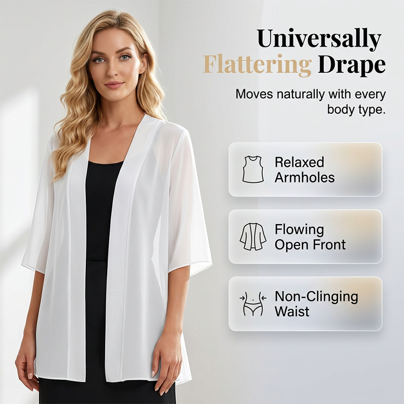 🏆🎁✨Women's Chiffon Open Front Cardigan Loose