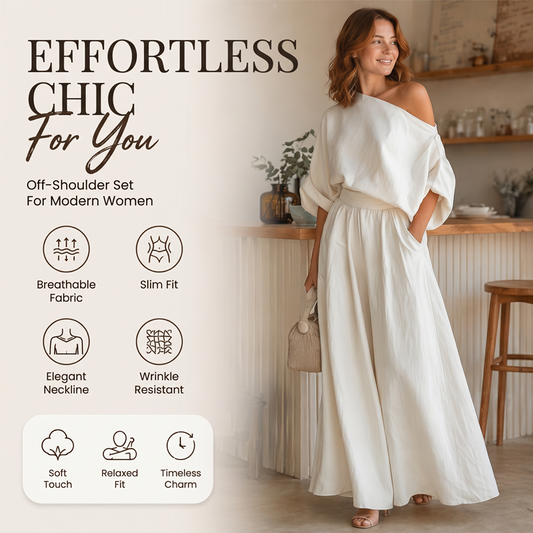 Women's Off-Shoulder Top and Wide-Leg Pants Set