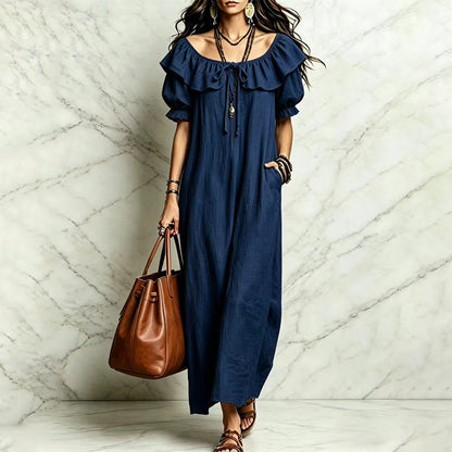 ⌛Limited-Time Offer-Women's Bohemian Ruffle Neck Maxi Dress