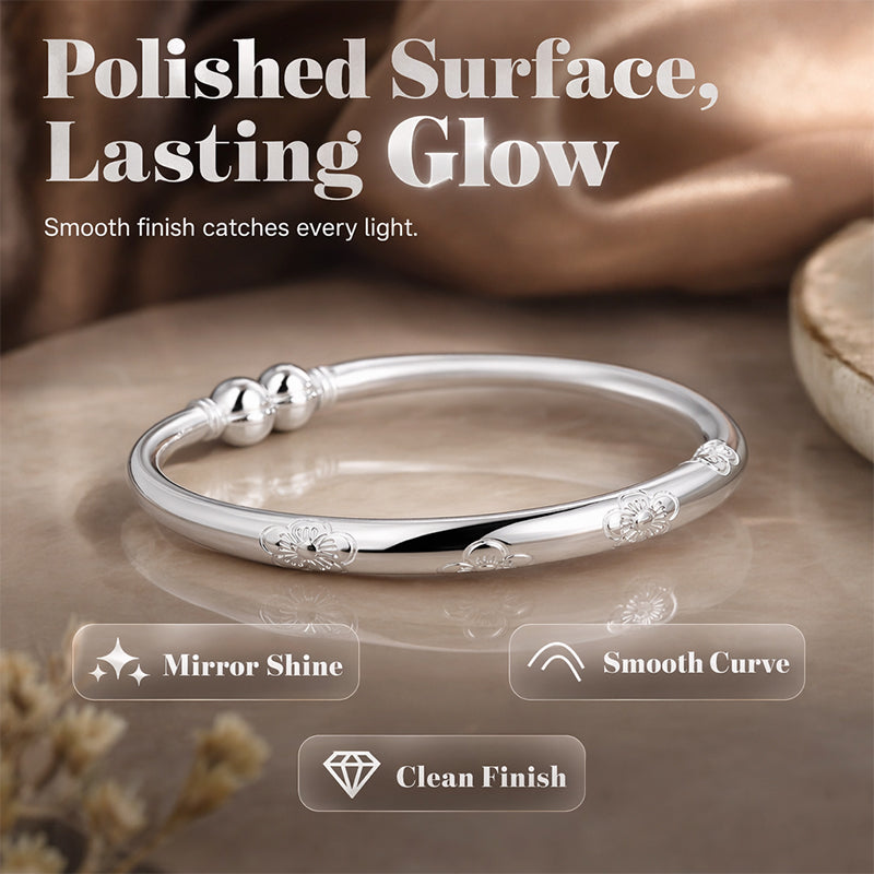 Vintage Floral Silver Bangle