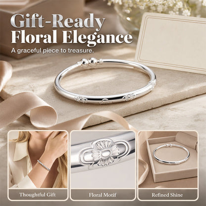 Vintage Floral Silver Bangle