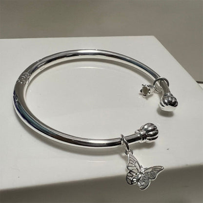 Vintage Floral Silver Bangle
