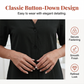 Women's Short Sleeve V-Neck Button-Front Midi Dress