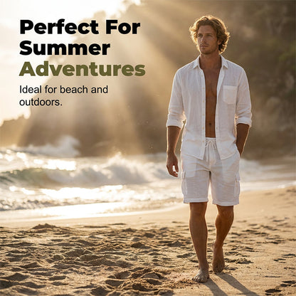 Men's Cotton Linen Multi-Pocket Breathable Shorts