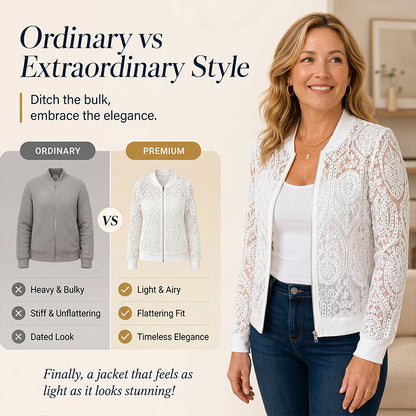 Women's Elegant Floral Lace Bomber Jacket