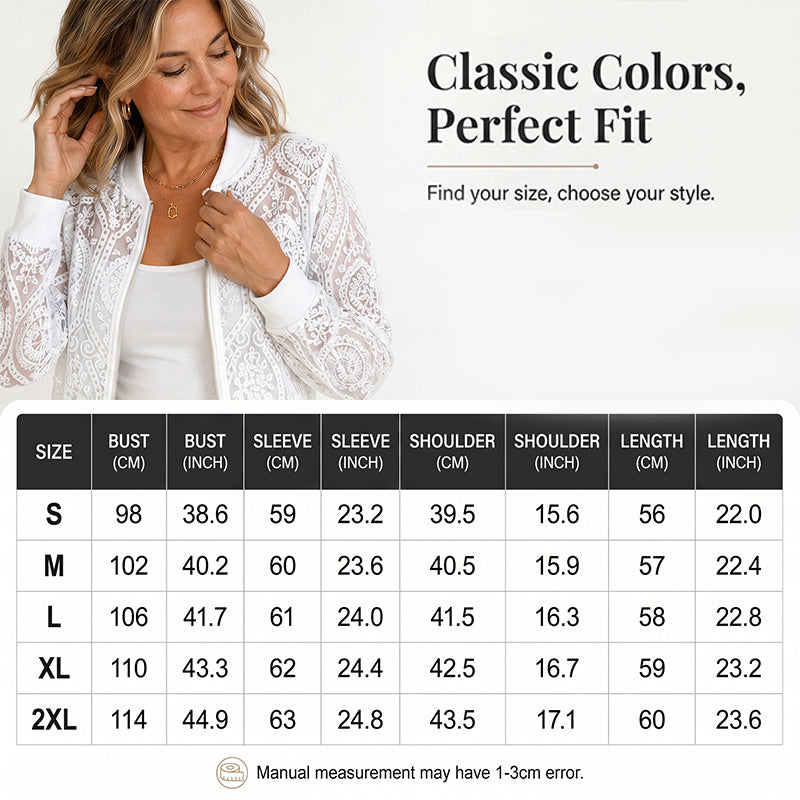Women's Elegant Floral Lace Bomber Jacket