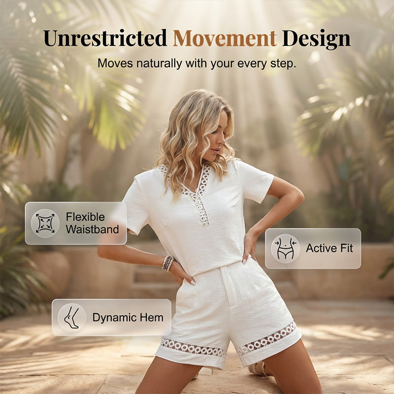 🔥Last-Day Sale-Women's V Neck Short Sleeve Top and Shorts Set