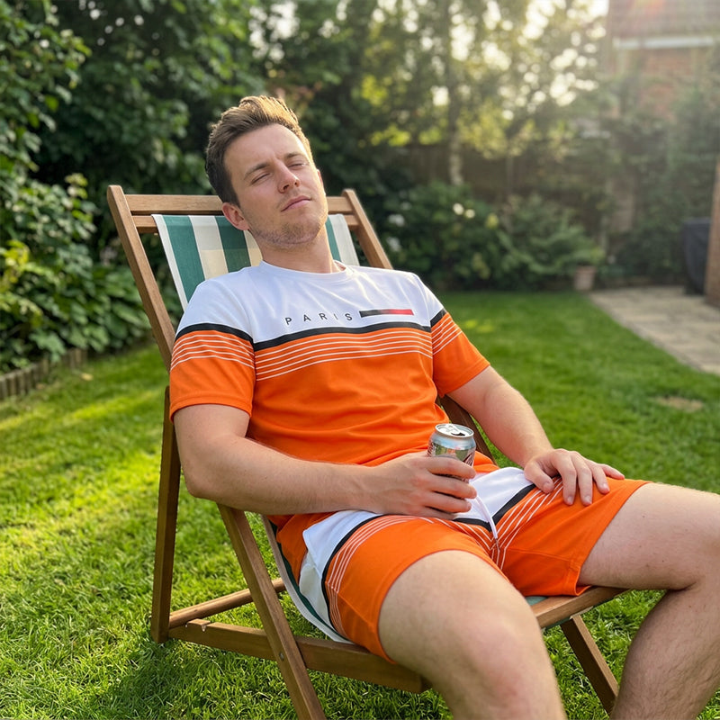 🔥Limited-Time Offer-Men's Letter Print Short-Sleeve Shorts Set
