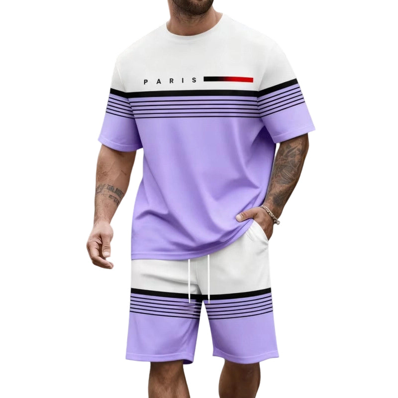 🔥Limited-Time Offer-Men's Letter Print Short-Sleeve Shorts Set